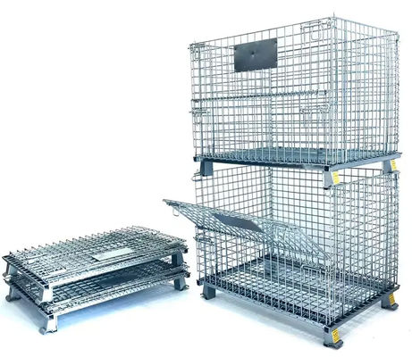 Закальцинированный металлический склад Хранилище клетка Rolling Cart складной с колесами