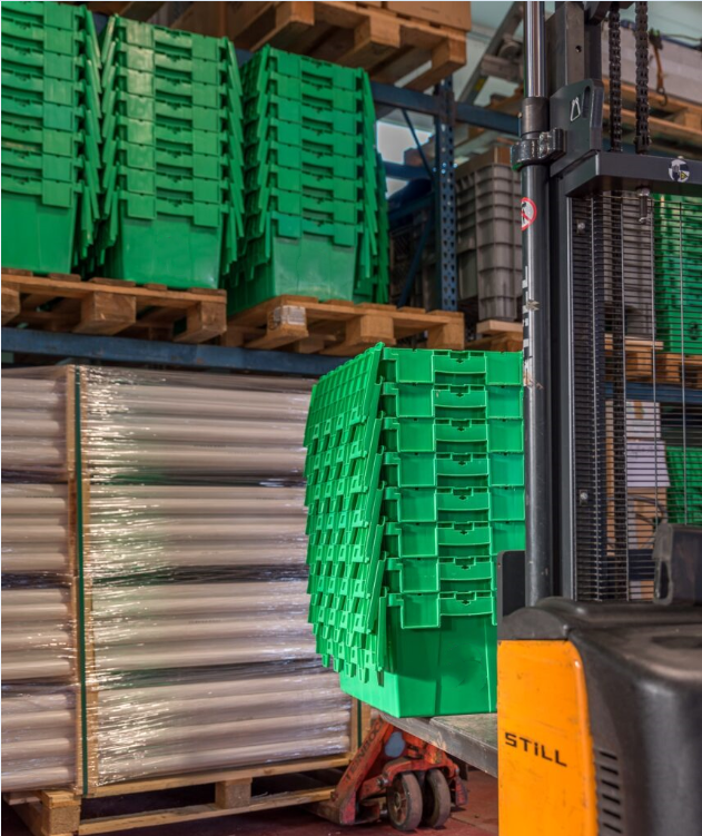 Логистическая упаковка Перемещение пластиковых контейнеров для хранения больших складочных контейнеров с крышкой 4